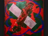 Moulin Rouge, 2016Acrylic on canvas with collage, 74 1/4 x 67